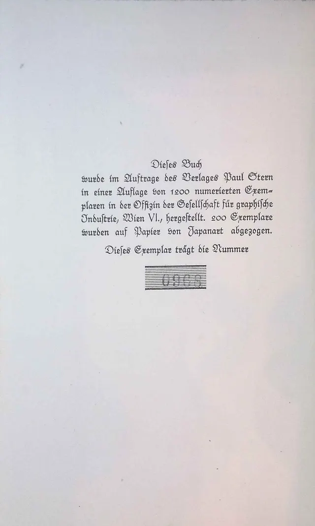 Limitierungsblatt mit Druckvermerk